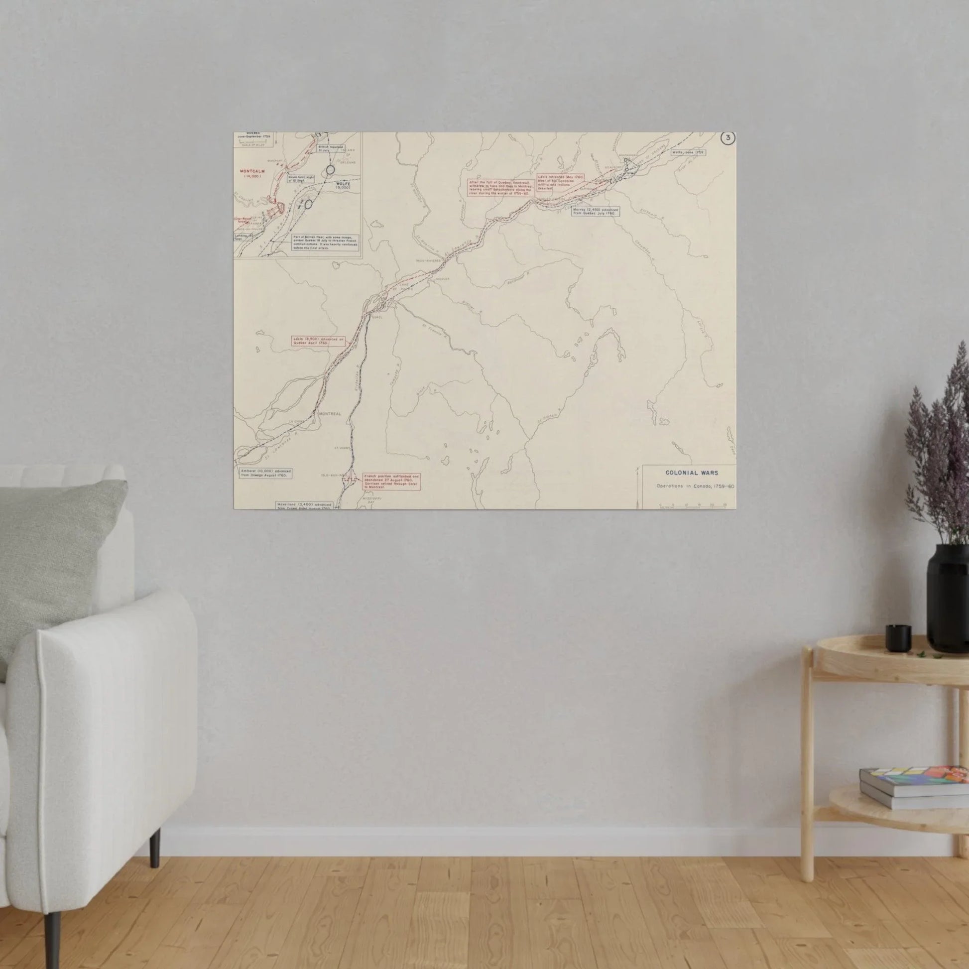 Close-up of detailed canvas fabric texture and subtle canvas weave pattern from a 1759-1760 colonial war scene.