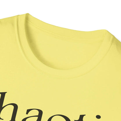 Close-up of the black cotton fabric texture highlighting the relaxed fit and subtle stitching detail on the collar neckline.