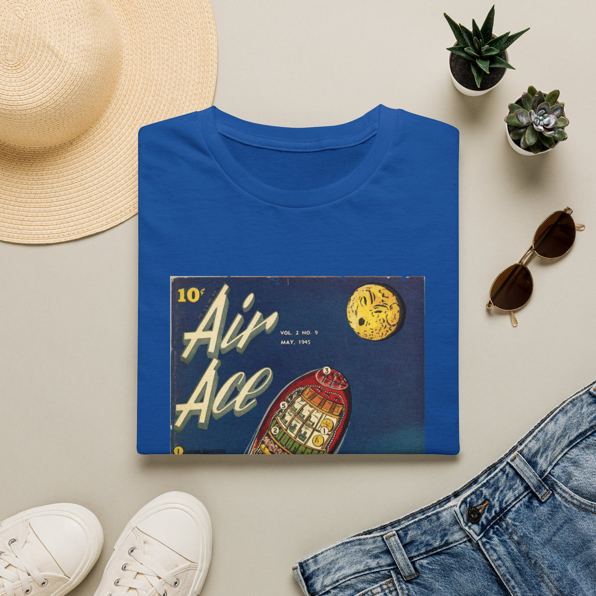 Close-up of the unisex softstyle T-shirt’s chest tag featuring branding and fabric details, folded to show relaxed fit and