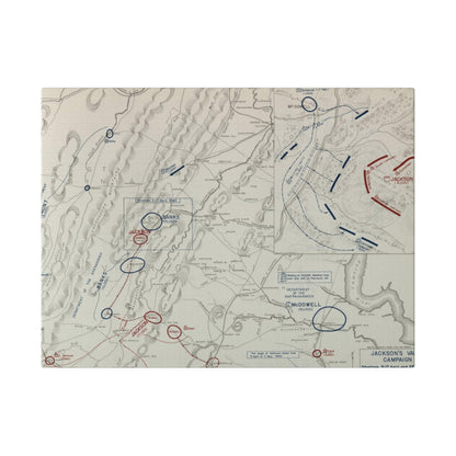 Close-up of textured canvas surface highlighting subtle brushstrokes and aged appearance of the Civil War campaign artwork.