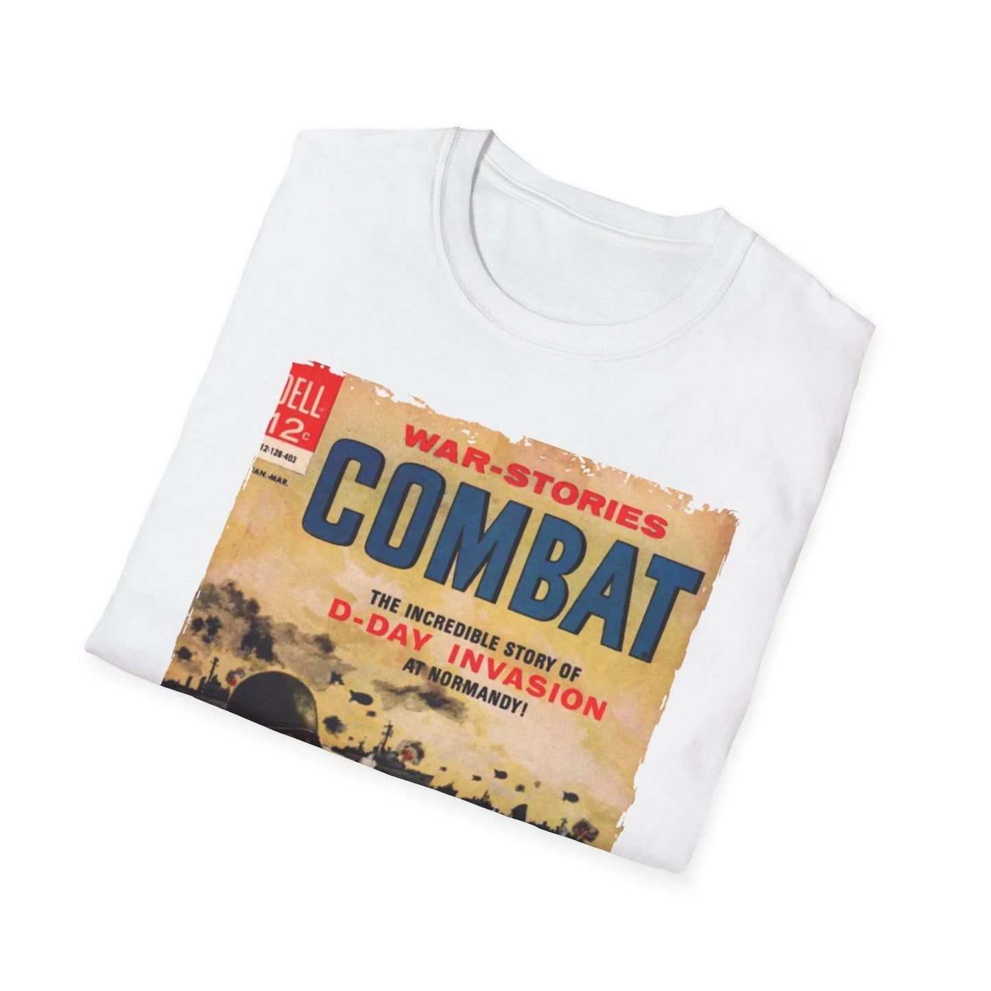Close-up of the Combat Mar 1964 T-shirt's soft cotton fabric highlighting the textured heather gray color and reinforced
