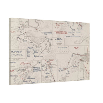 Close-up of canvas texture highlighting aged, weathered finish and subtle shading detail on the Mexican War, Scott's