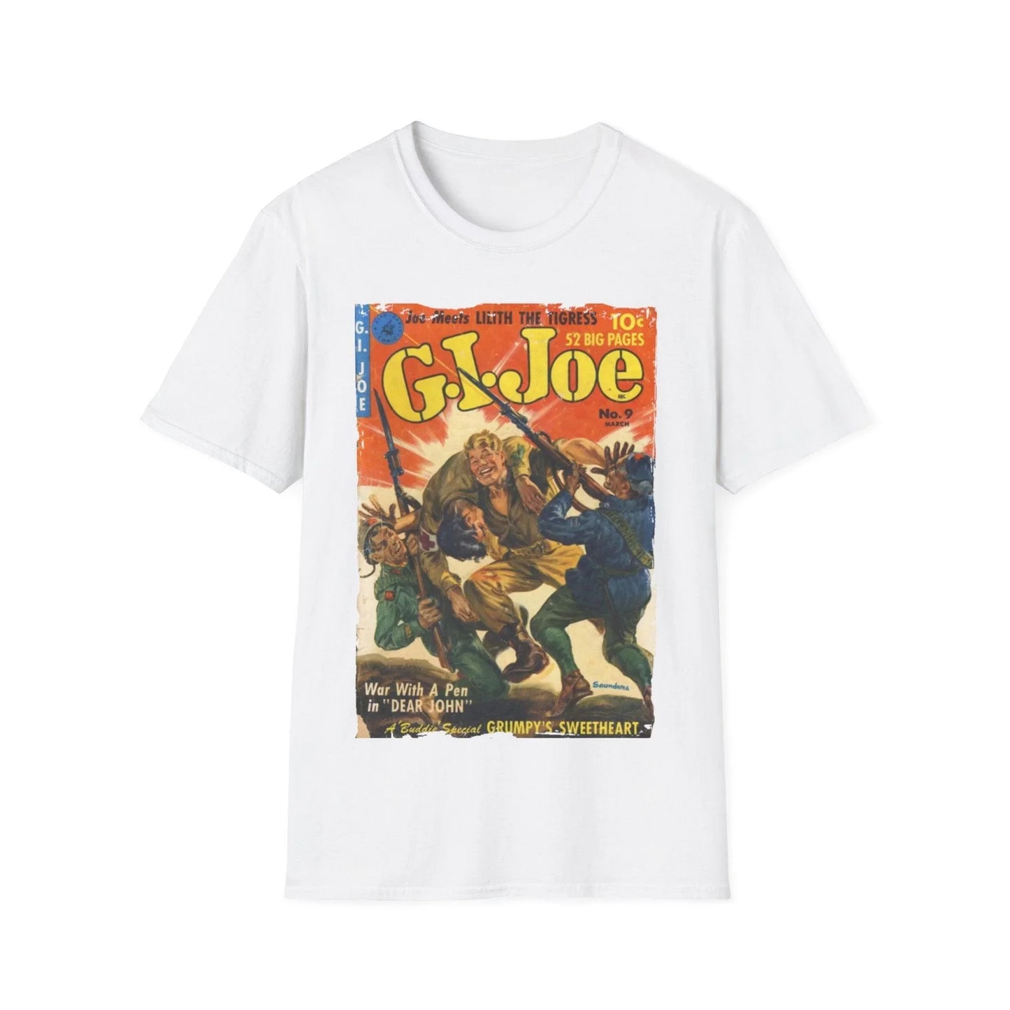 Close-up of soft navy fabric showing subtle heather texture and relaxed fit neckline of the G.I. Joe No.9 unisex T-shirt