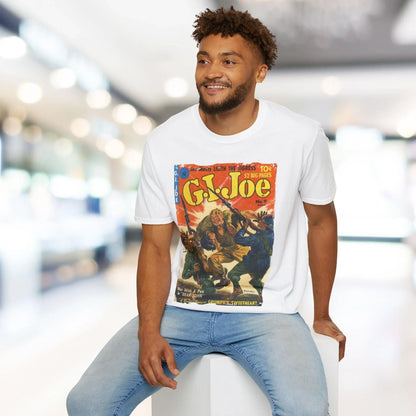 Close-up of the G.I. Joe No.9 softstyle T-shirt’s fabric texture and subtle heathered finish from a front angle