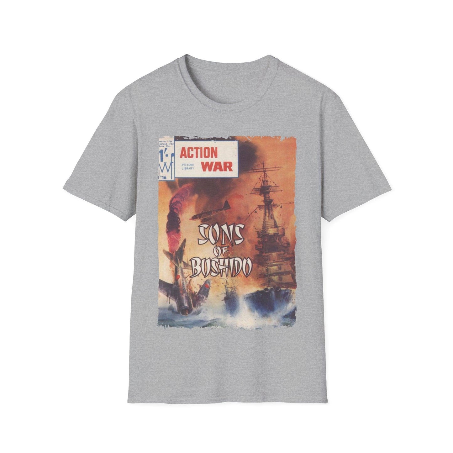 Close-up of the unisex softstyle T-shirt’s fabric texture highlighting the smooth, relaxed fit in vibrant red color from a