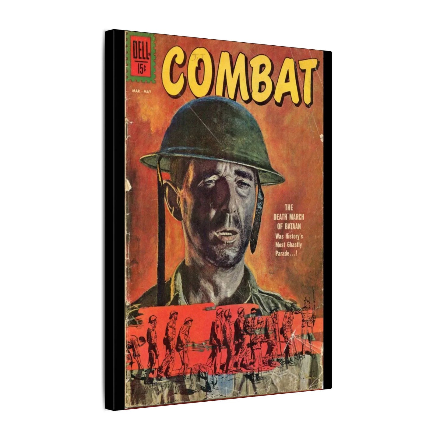 Combat May 1961 canvas print on eco-friendly matte material, 24x36 inches, vintage style wall art with wood hanging hardware
