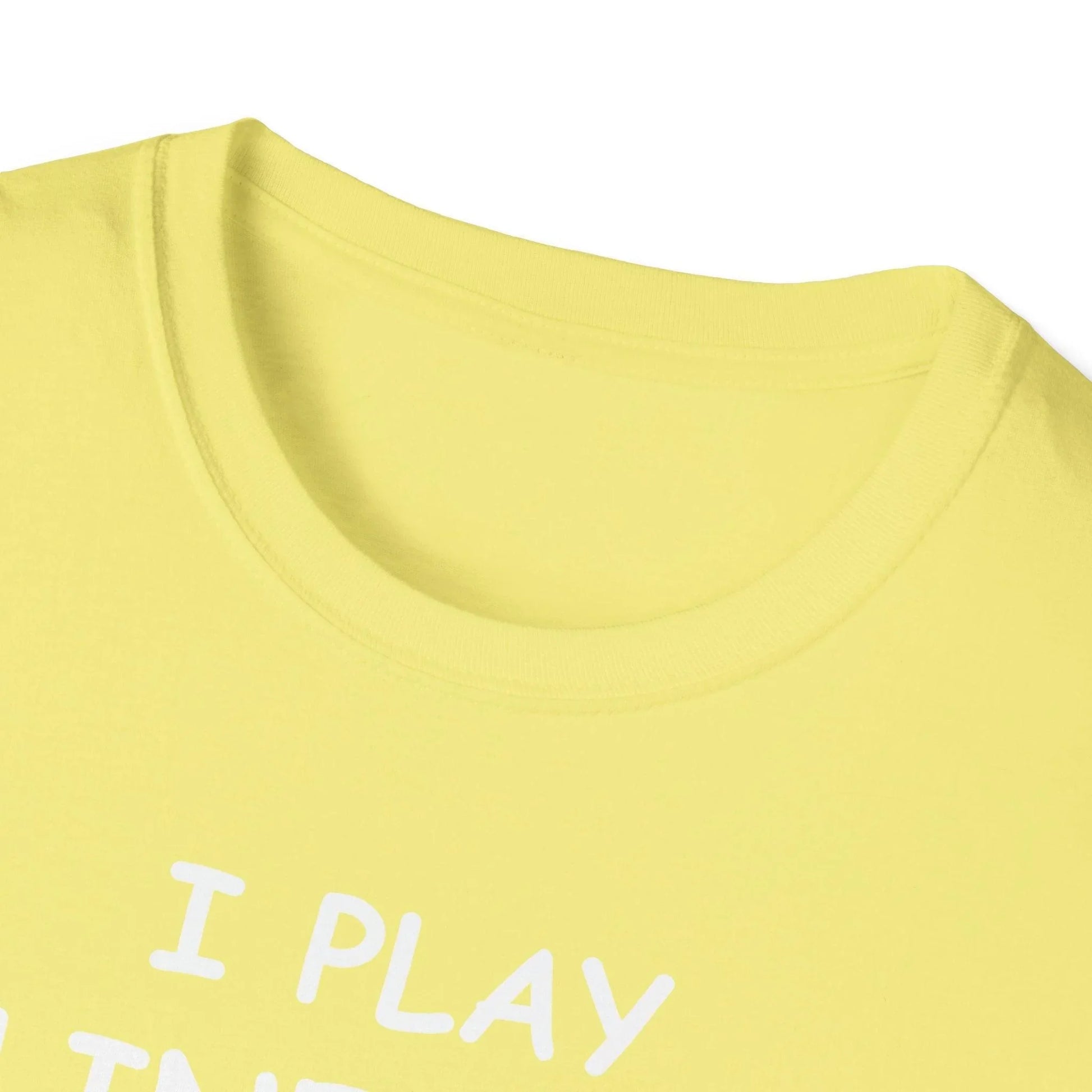 Close-up of the white unisex softstyle T-shirt fabric displaying smooth texture and subtle stitching on the shoulder seam.