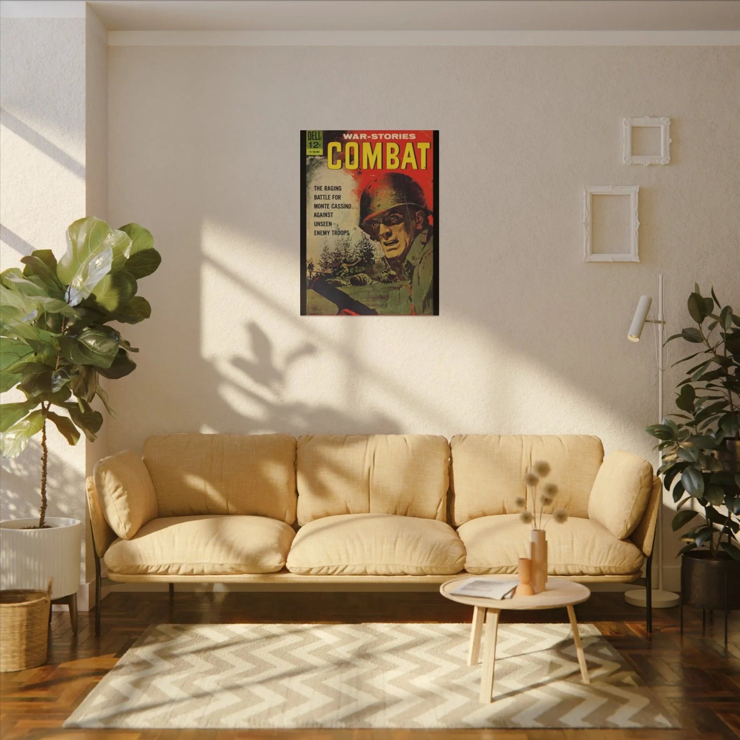 Close-up of textured canvas material showing weathered detail and subtle color variations on the Combat Sept 1963 product