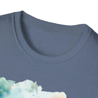 Close-up of the Ancient Gladiators T-shirt label showing fabric composition and reinforced stitching at the collar neckline.