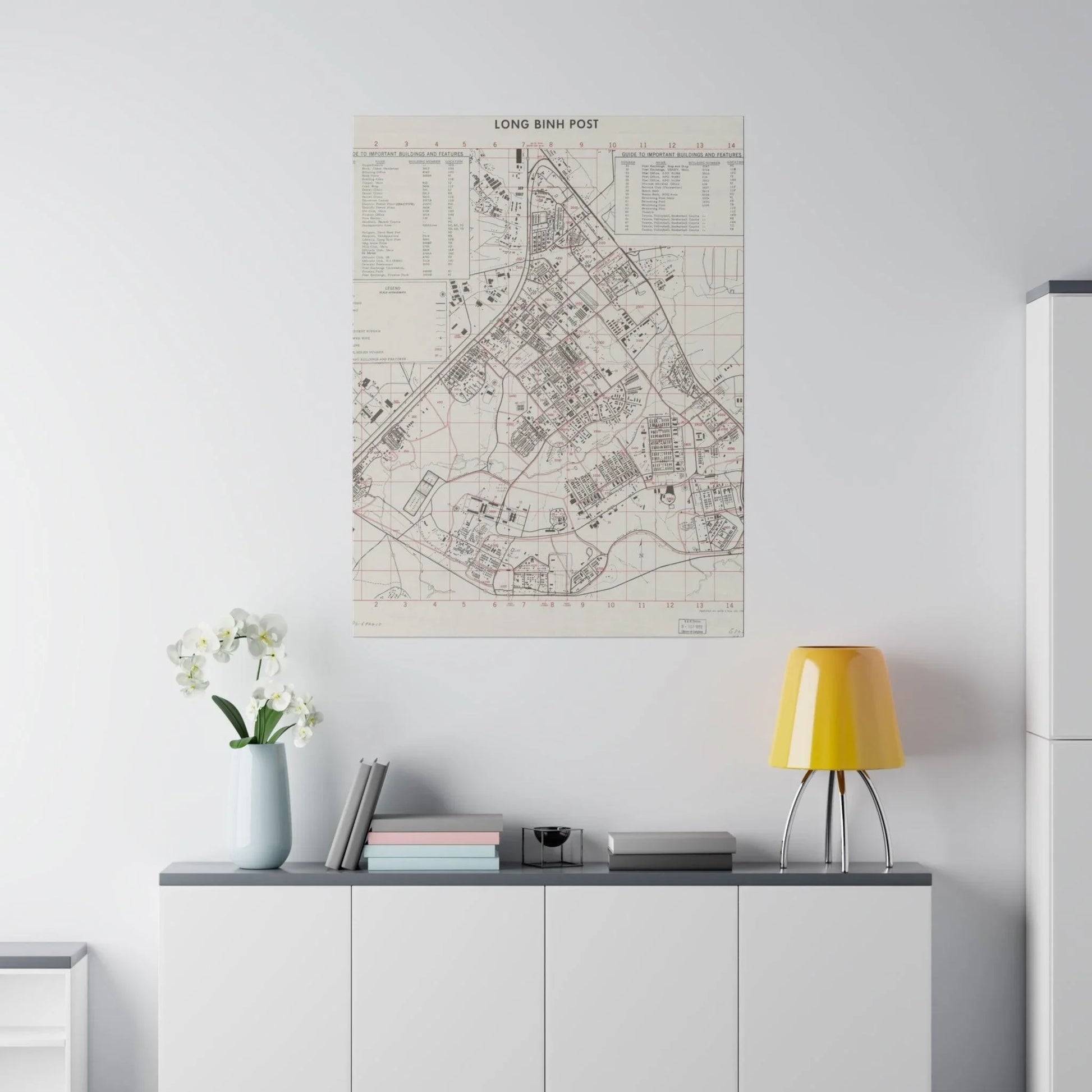 Close-up of textured canvas surface highlighting vintage Vietnam 1972 scene with subtle color variation and aged finish.