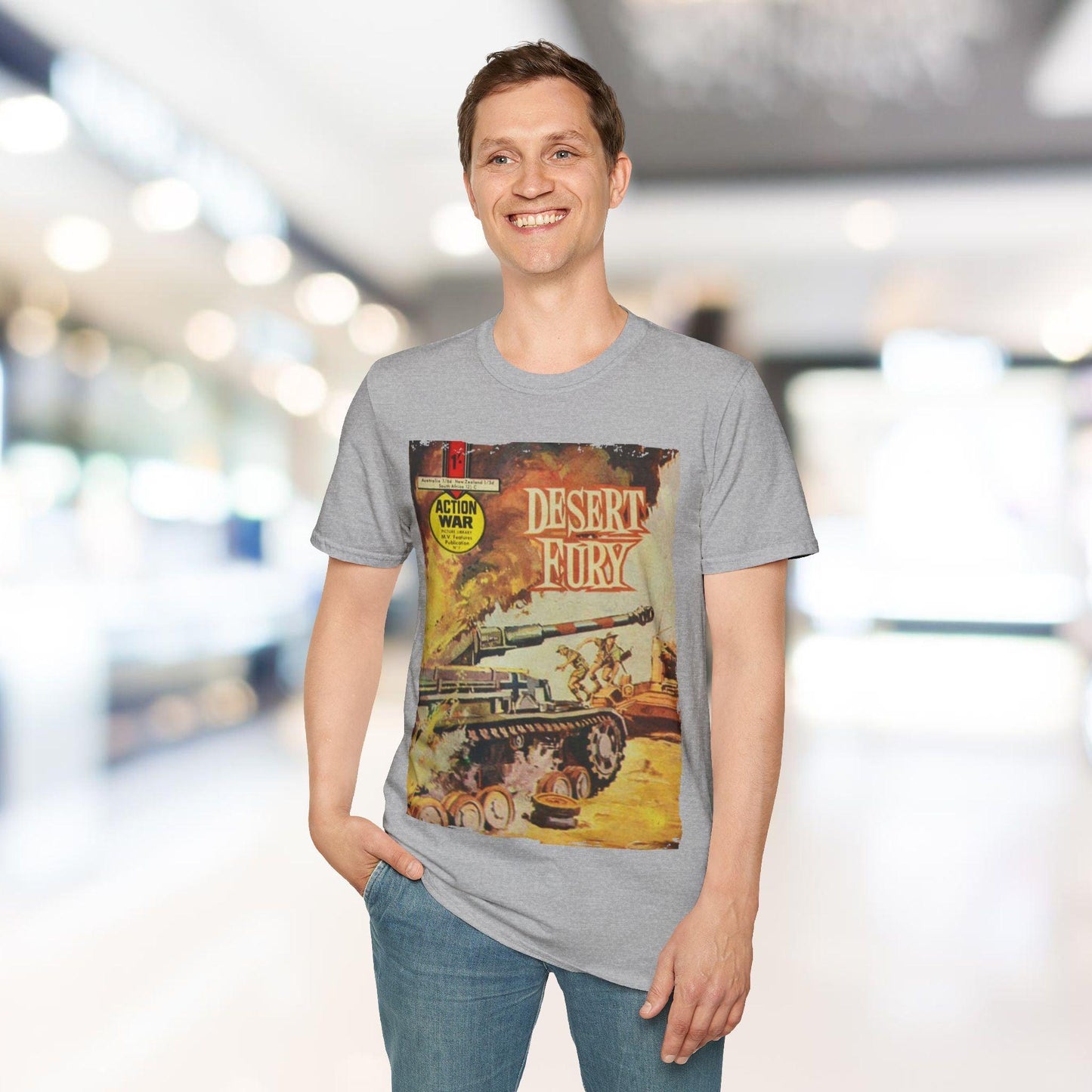 Close-up of the unisex softstyle T-shirt’s neckline showing reinforced stitching and smooth fabric texture in vivid black
