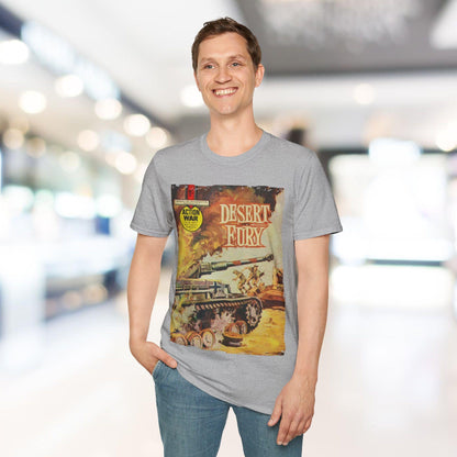 Close-up of the unisex softstyle T-shirt’s neckline showing reinforced stitching and smooth fabric texture in vivid black