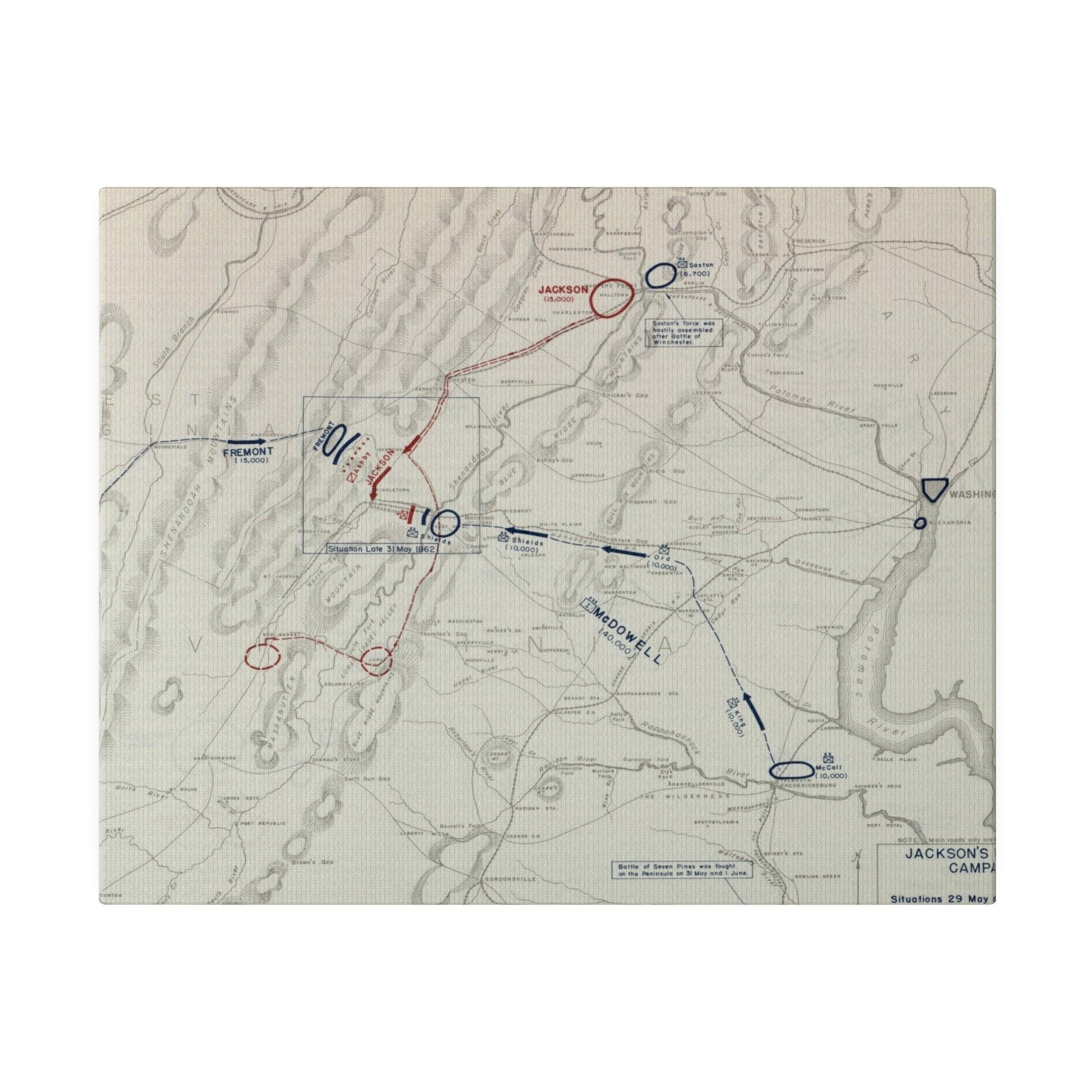 Close-up of textured canvas surface highlighting the detailed brushwork and aged finish of the 1862 Jackson's Valley