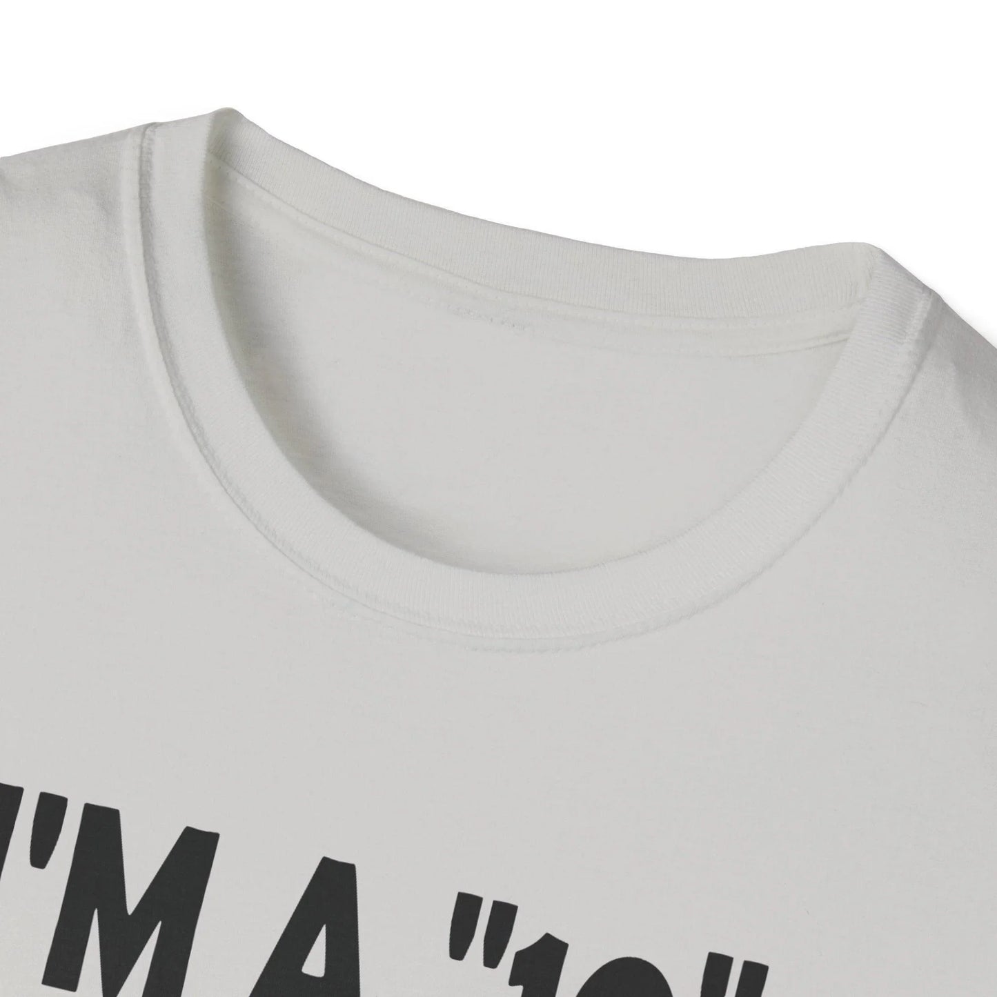 Close-up of the black unisex softstyle cotton T-shirt's collar seam highlighting smooth stitching and relaxed fit from a