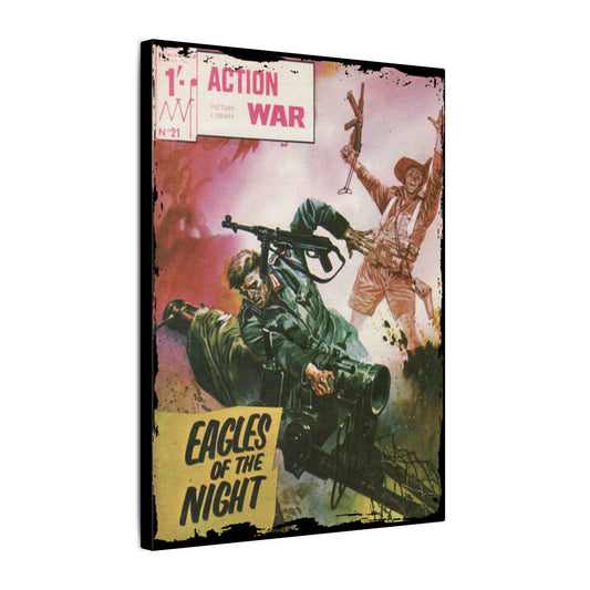 Printify Action War #21 canvas wall art with matte finish, 16x20 inches on eco-friendly wood, ready for indoor home decor