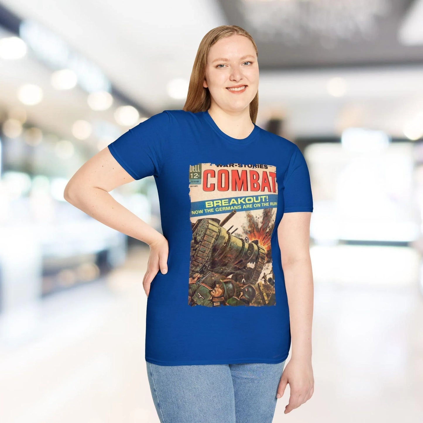 Close-up of the Combat Sept 1964 T-shirt's woven fabric texture and subtle seam details at the sleeve cuff.