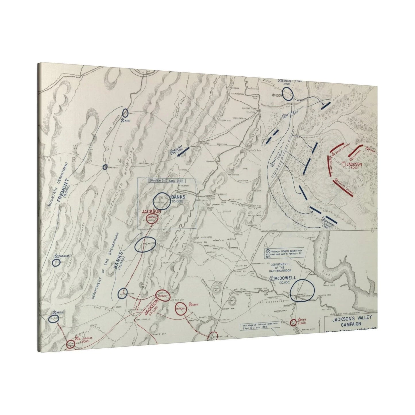 Close-up of canvas texture highlighting painted details and subtle brushstrokes from the Civil War campaign scene.