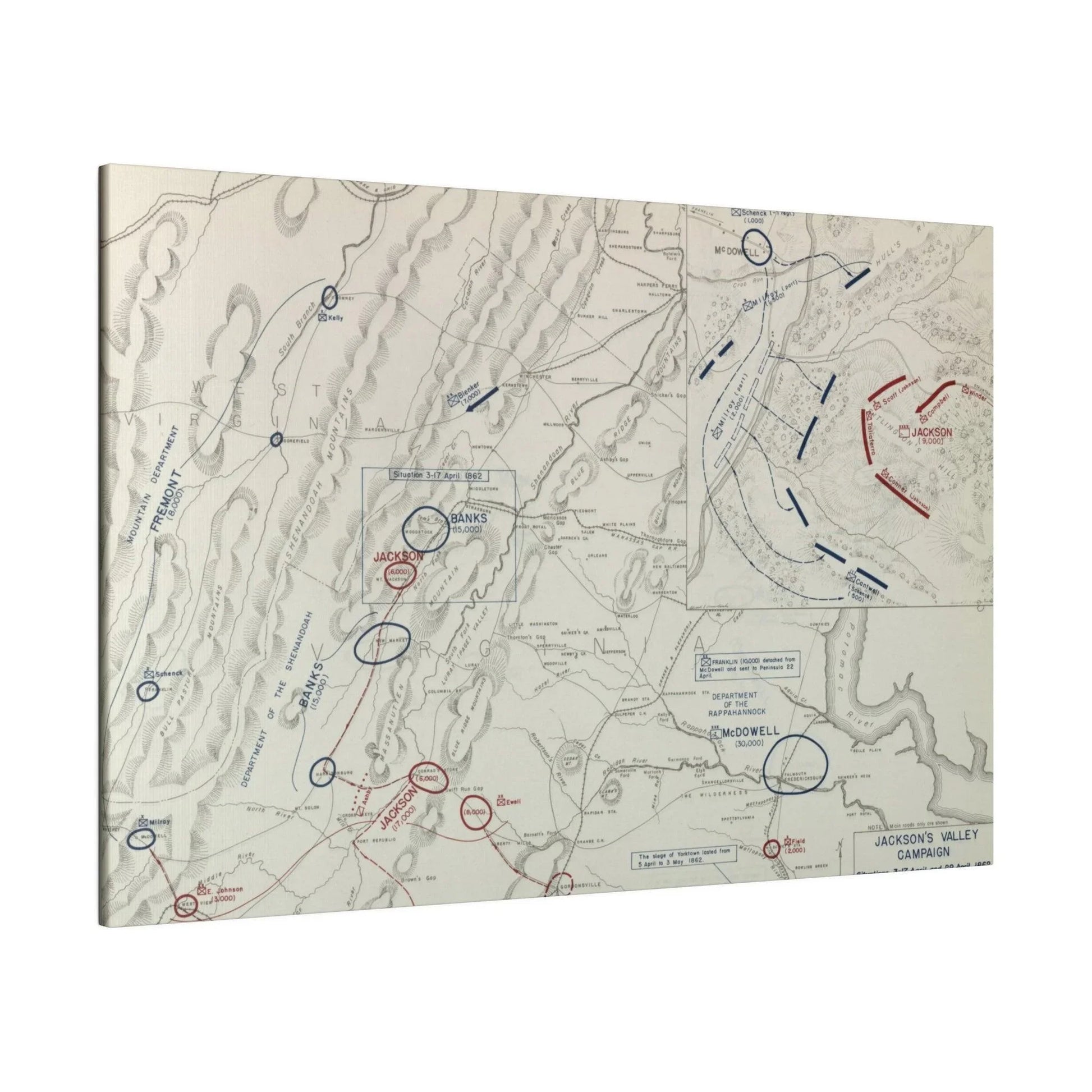 Close-up of canvas texture highlighting painted details and subtle brushstrokes from the Civil War campaign scene.