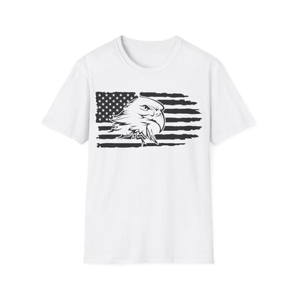 Printify distressed black and white American flag eagle graphic unisex cotton crew neck T-shirt with regular fit