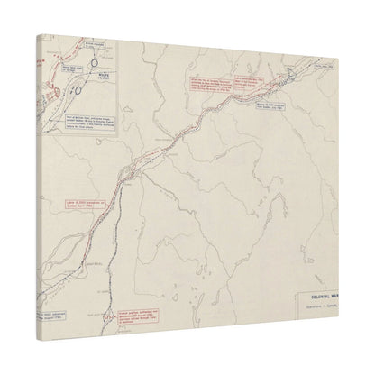 Close-up of aged canvas texture highlighting subtle crackling and vintage finish on the Colonial Wars, Operations In Canada