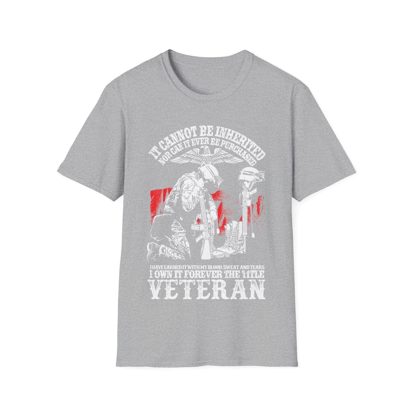 Close-up of the unisex soft cotton fabric displaying subtle heather gray pattern and smooth crew neckline detail