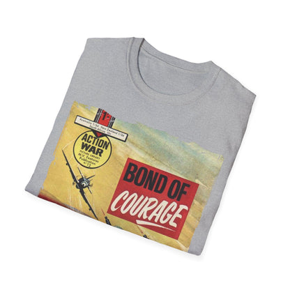 Close-up of the unisex softstyle fabric revealing smooth black cotton blend with subtle stitching detail at the collar