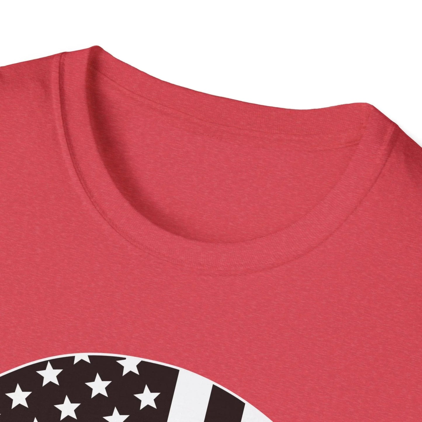 Close-up of the black and white American Skull Flag graphic on the chest, highlighting the distressed pattern on soft cotton