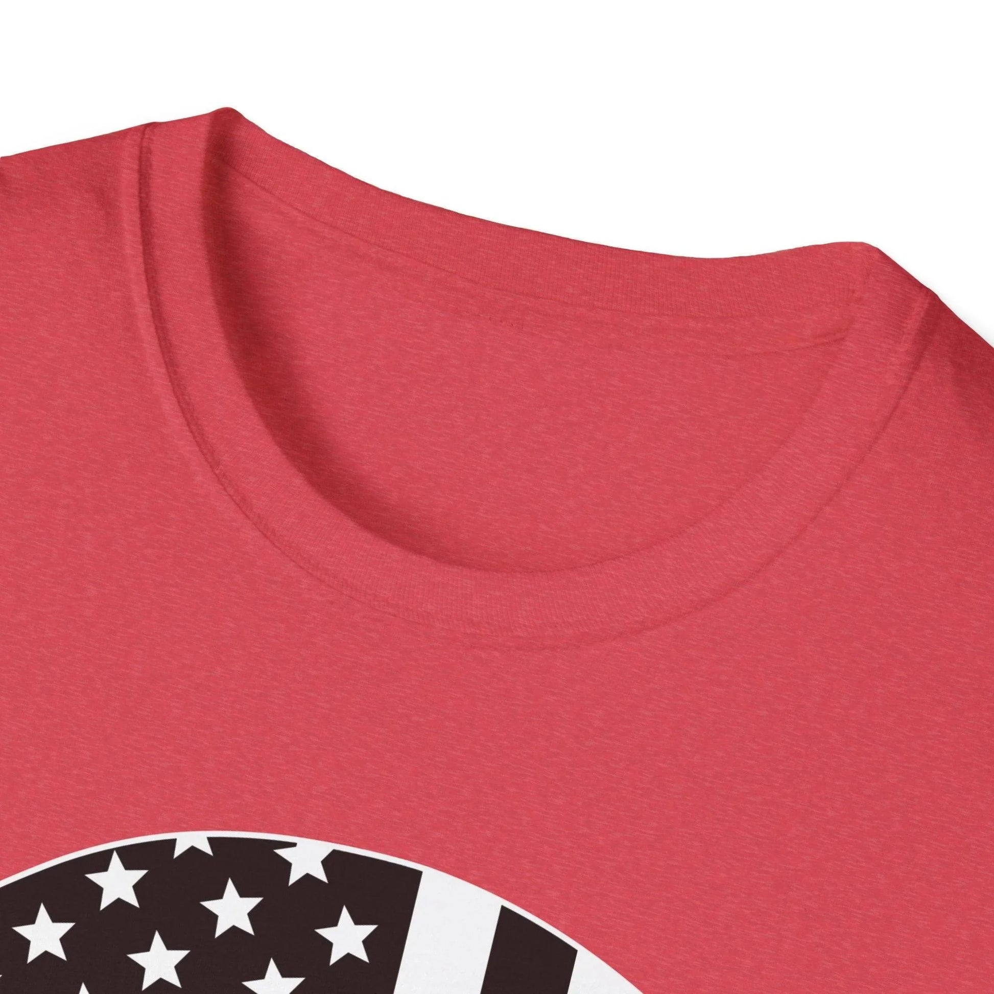 Close-up of the black and white American Skull Flag graphic on the chest, highlighting the distressed pattern on soft cotton