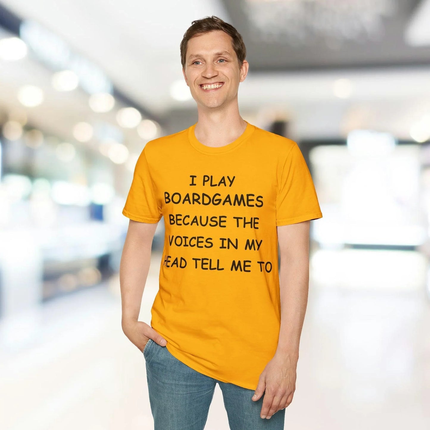 Close-up of the black unisex softstyle T-shirt’s collar with visible stitching and relaxed fit fabric texture at the neckline