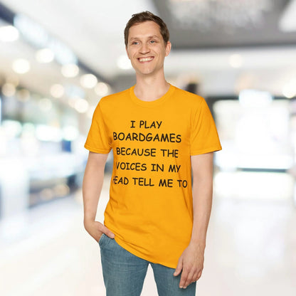 Close-up of the black unisex softstyle T-shirt’s collar with visible stitching and relaxed fit fabric texture at the neckline