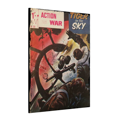Close-up of the textured canvas surface showcasing the detailed print of Action War #23, emphasizing vibrant color ink