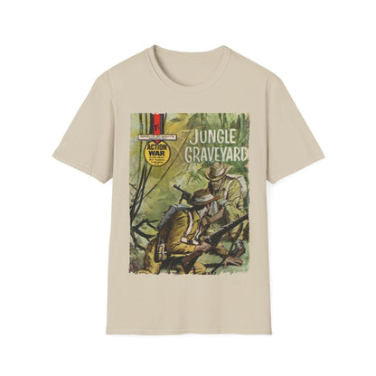 Close-up of the unisex relaxed fit, heather gray cotton blend fabric showcasing soft texture and subtle pattern detail from