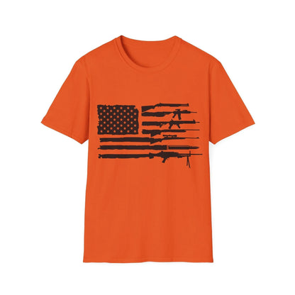 Close-up of black and white American flag printed on soft cotton fabric, highlighting the detailed distressed star and