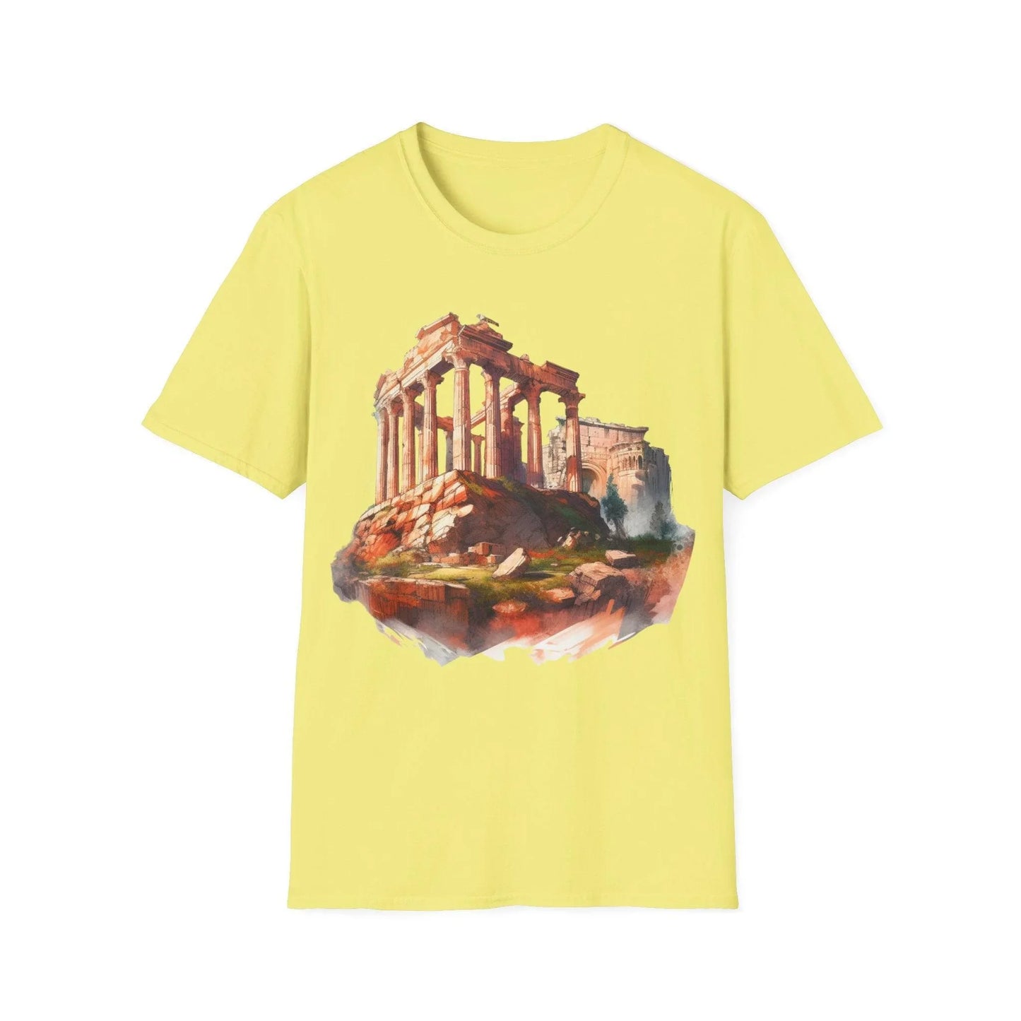 Close-up of the relaxed fit, charcoal gray unisex Softstyle T-Shirt fabric with visible smooth texture and subtle stitching