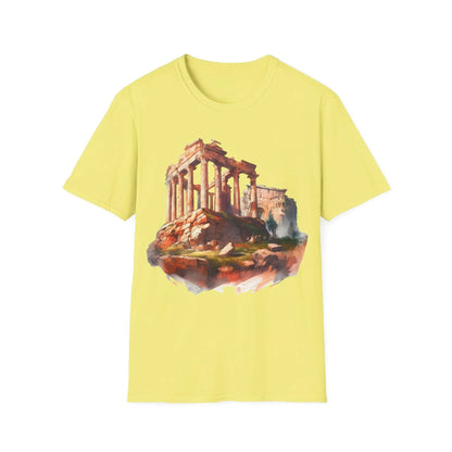 Close-up of the relaxed fit, charcoal gray unisex Softstyle T-Shirt fabric with visible smooth texture and subtle stitching