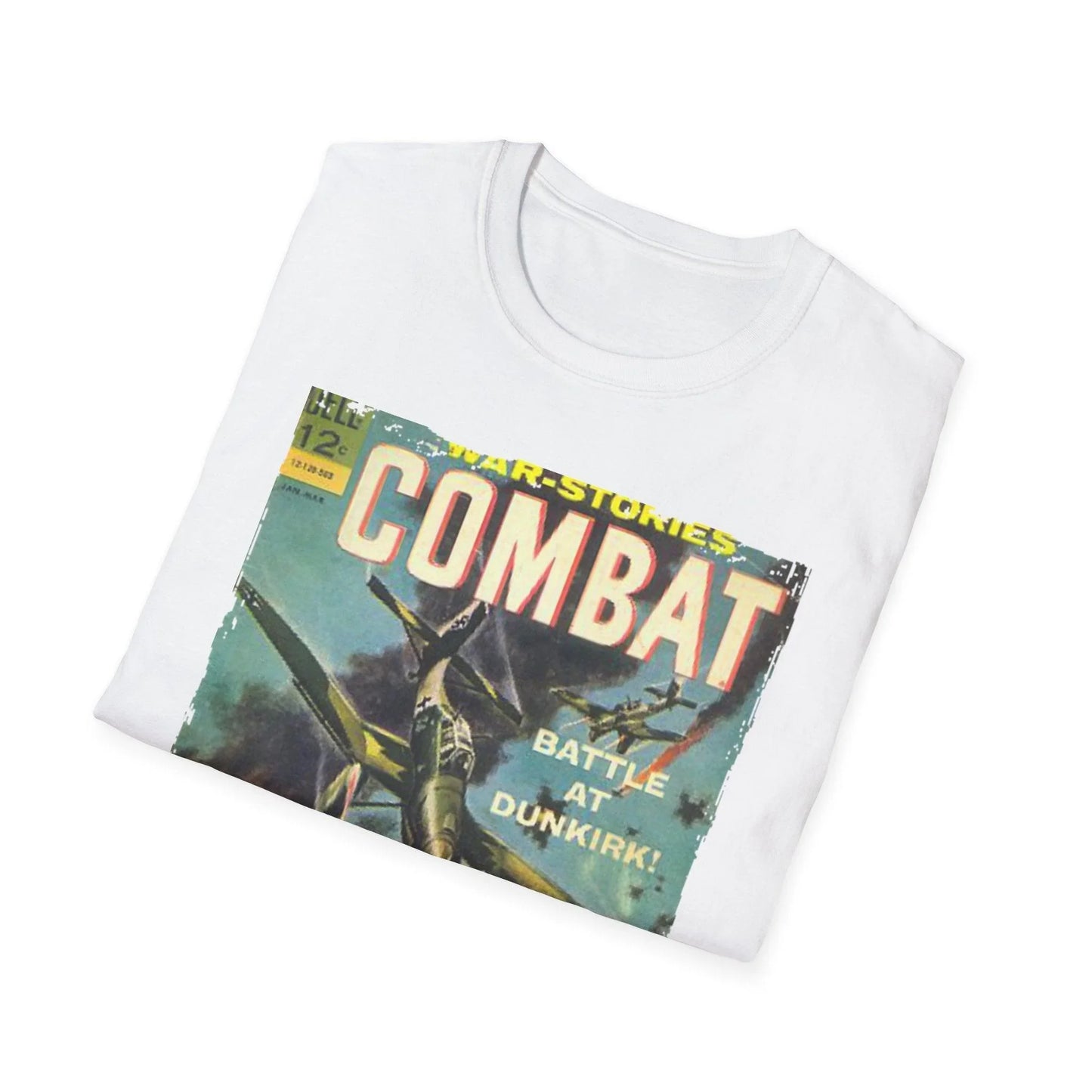 Close-up of the Combat March 1965 T-shirt's back neckline featuring a sewn-in label and reinforced stitching on soft