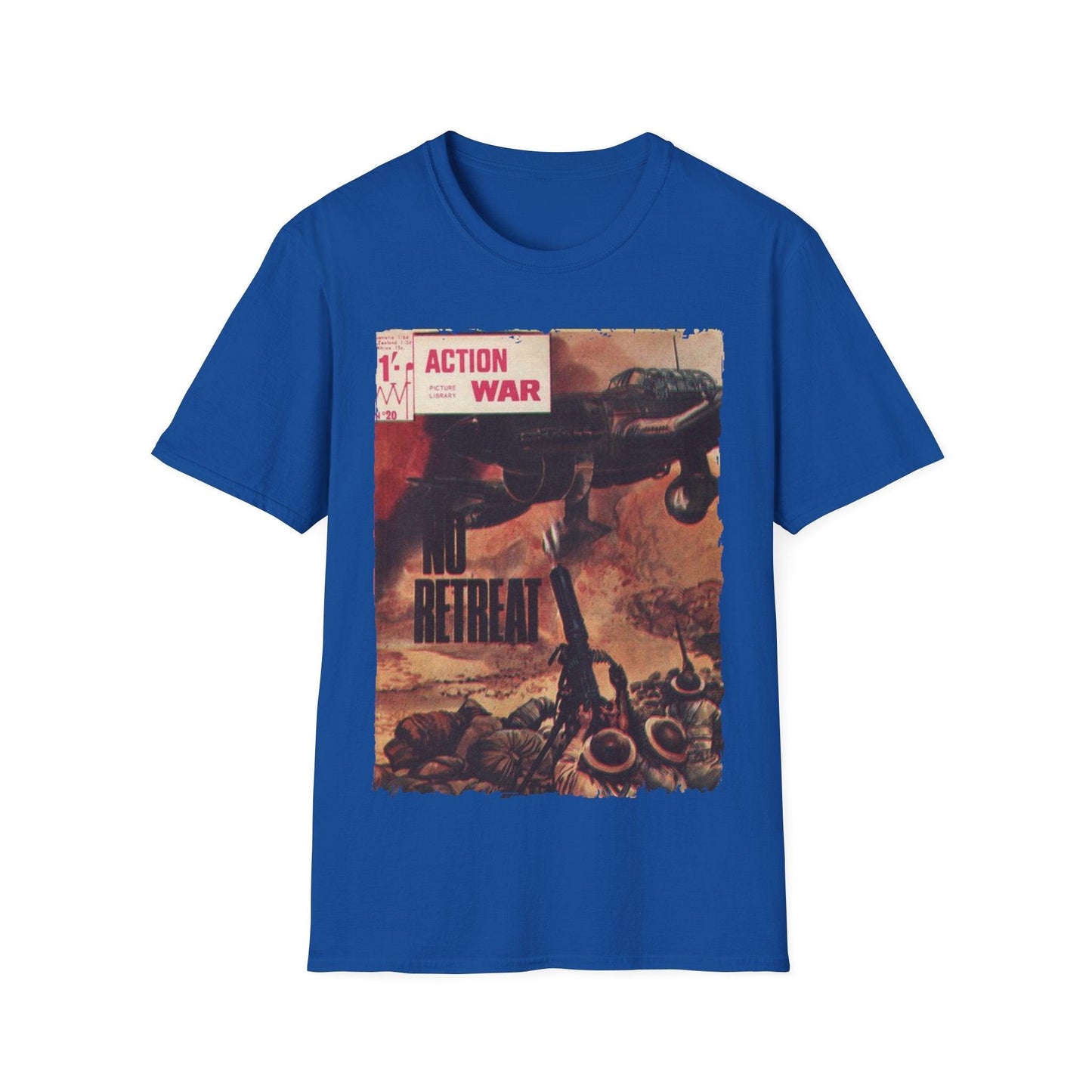 Close-up of the unisex softstyle T-shirt’s lightweight cotton fabric showing subtle texture and relaxed fit collar detail.