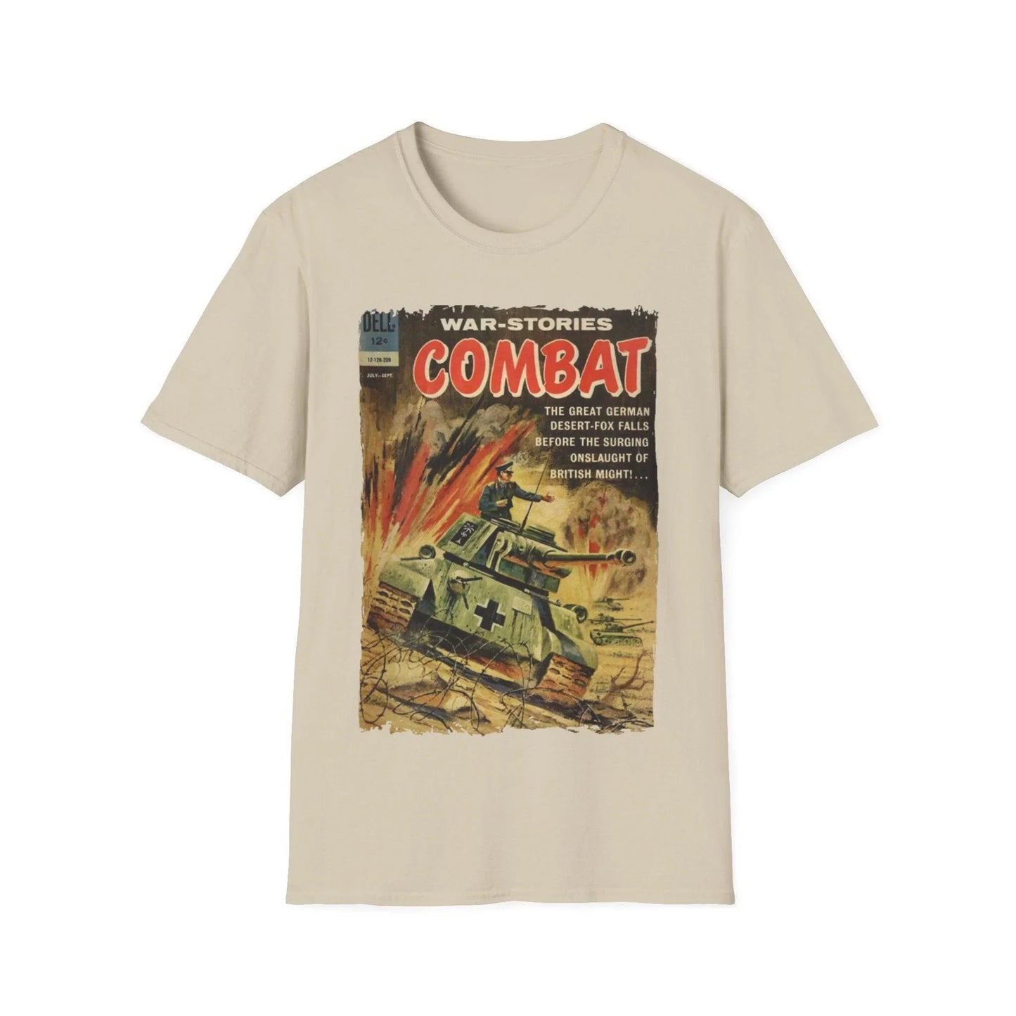 Close-up of the Combat Sept 1962 T-shirt's soft cotton fabric highlighting its relaxed fit and vibrant olive green color