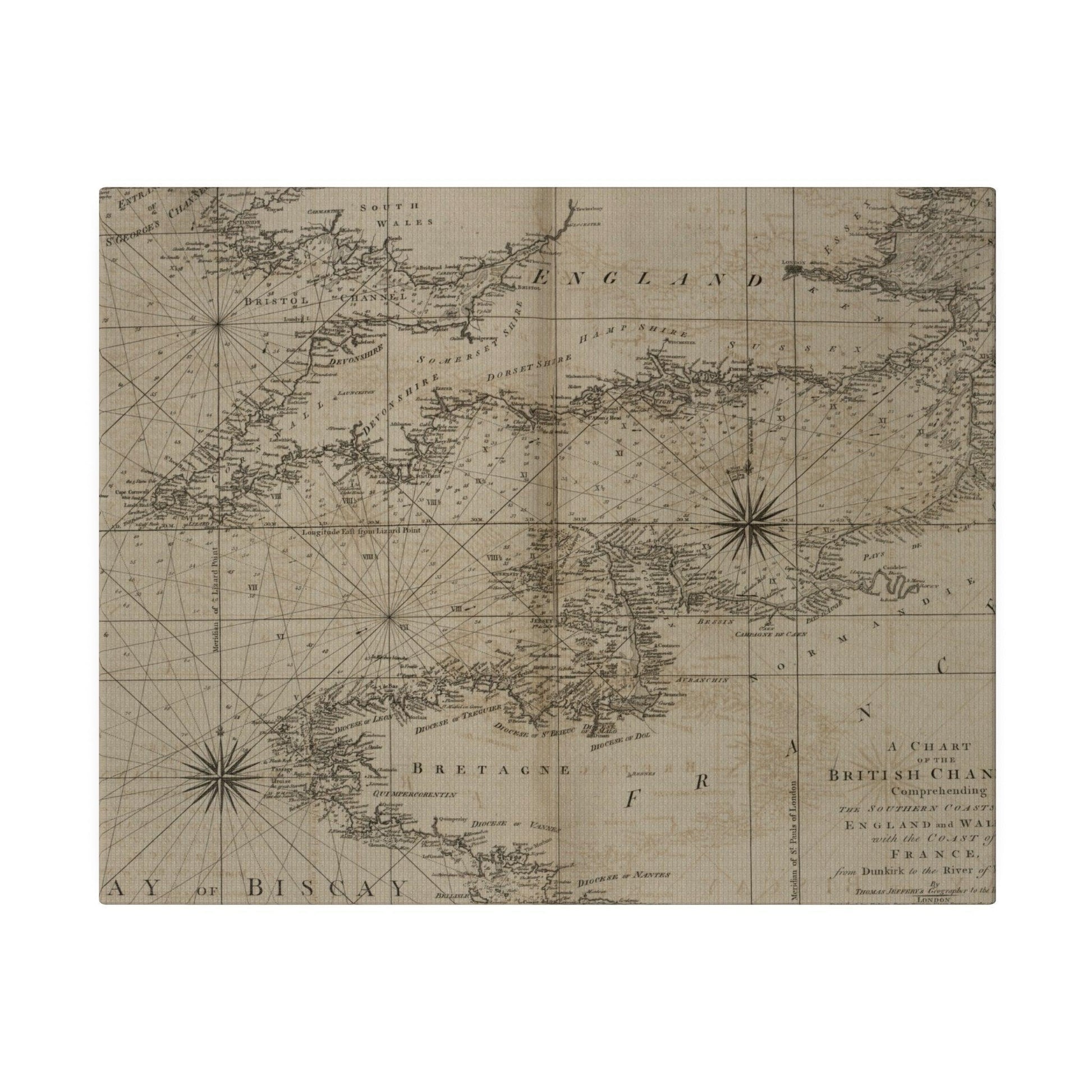 Close-up of the textured canvas surface highlighting subtle brushstroke details and color gradation of the British Channel