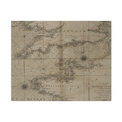 Close-up of the textured canvas surface highlighting subtle brushstroke details and color gradation of the British Channel