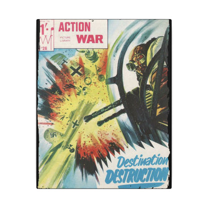 Close-up of textured canvas surface highlighting fine weave details and subtle color variations on the Action War #26 print.