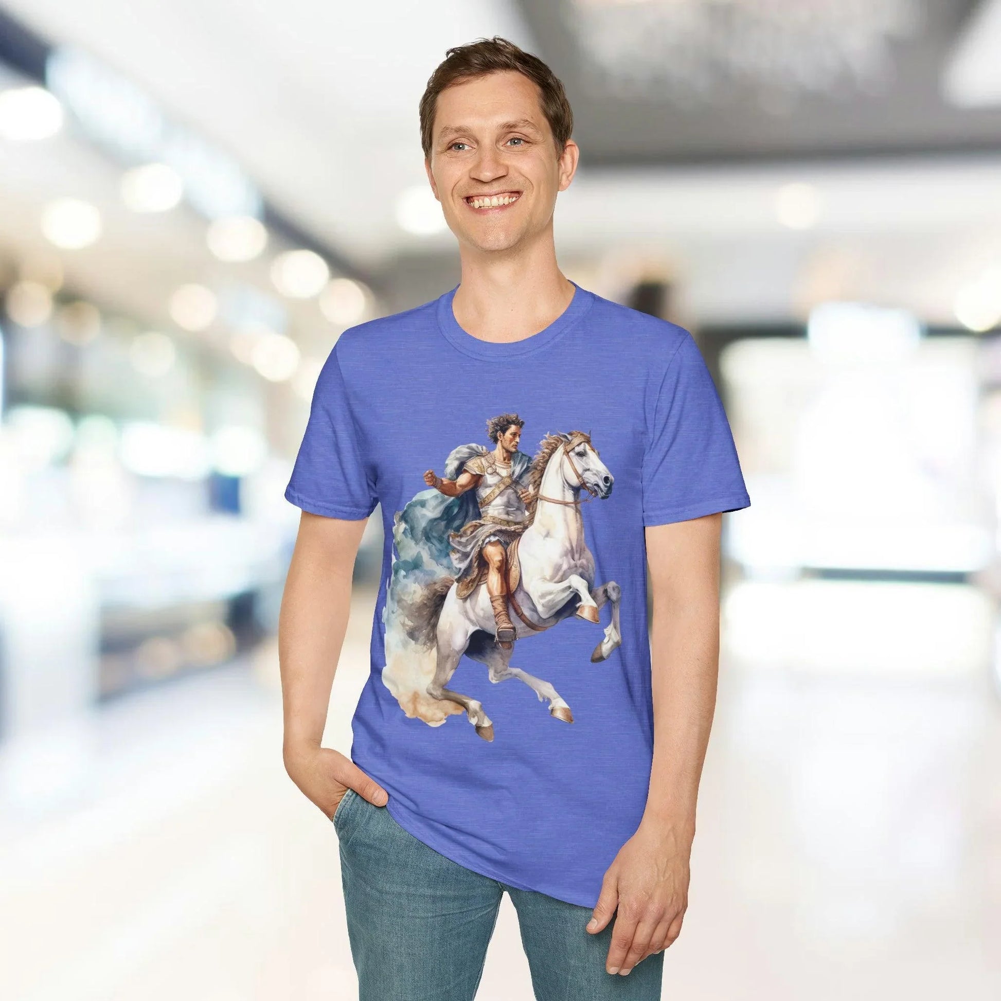 Close-up of the unisex slim fit T-shirt's collar showing crisp stitching and charcoal gray fabric texture from a slightly