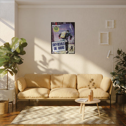 Close-up of the Action War #13 canvas edge showing textured material and detailed stitching in muted green tones