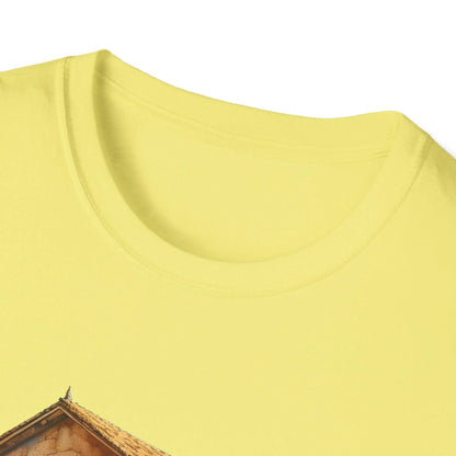 Close-up of the relaxed fit, heather gray fabric highlighting the soft cotton-blend texture and subtle heather pattern under