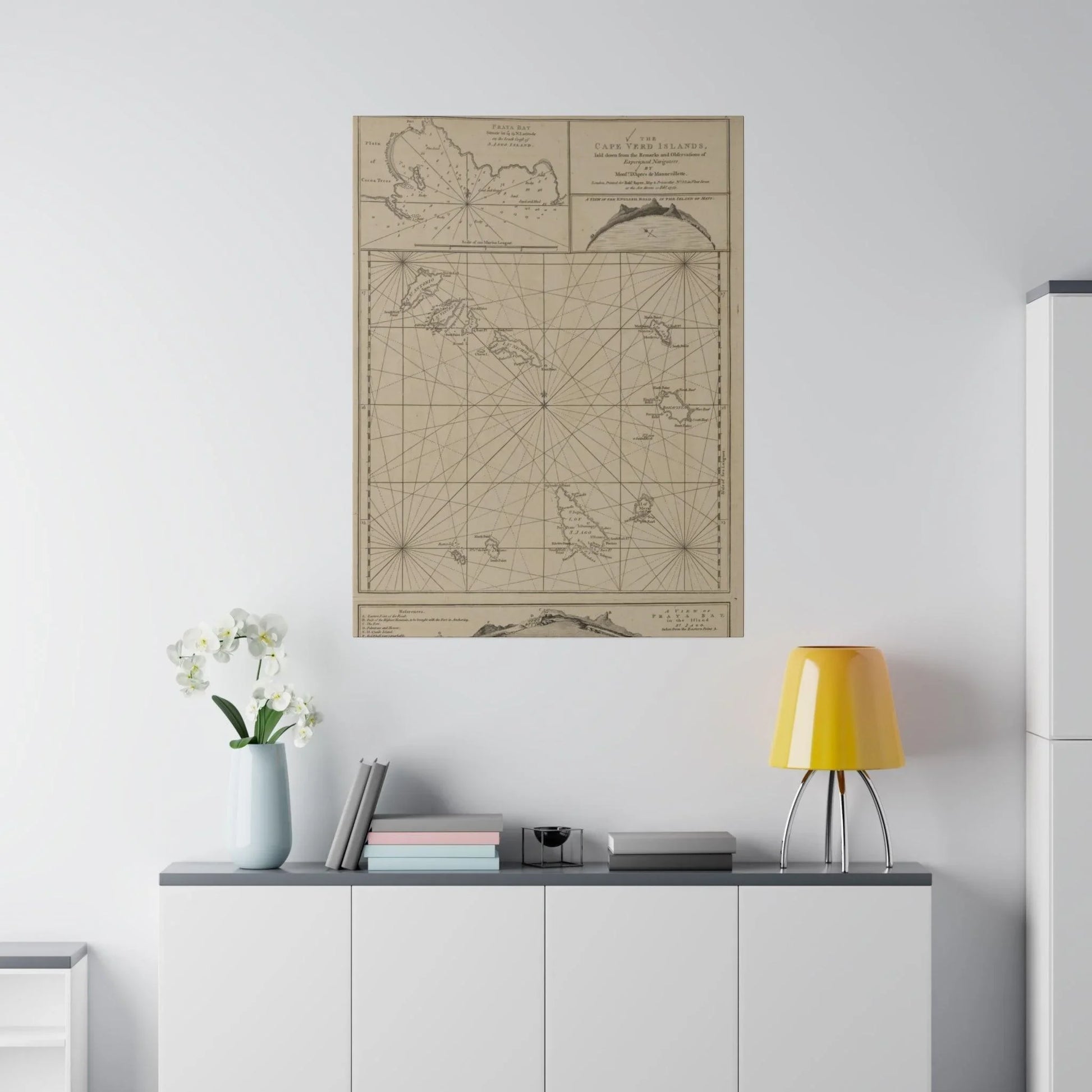 Close-up of the vibrant Cape Verde Islands canvas showing detailed brushstrokes and textured surface from a top-down angle.