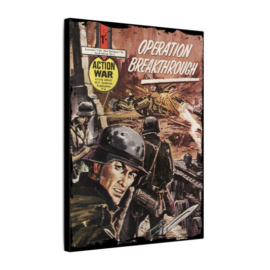 Printify Action War #4 canvas wall art, 24x36 inches, matte finish, eco-friendly textile, ready to hang, for home gallery