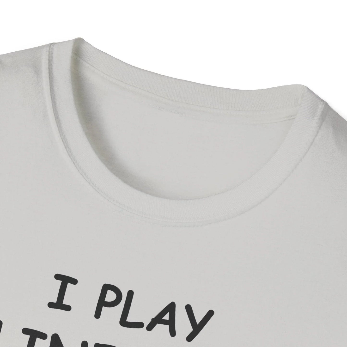 Close-up of the black unisex softstyle T-shirt fabric displaying smooth texture and subtle stitching details around the