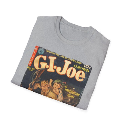 Close-up of the G.I. Joe No.12 unisex softstyle T-shirt's inside collar, showcasing the fabric’s smooth knit and inner