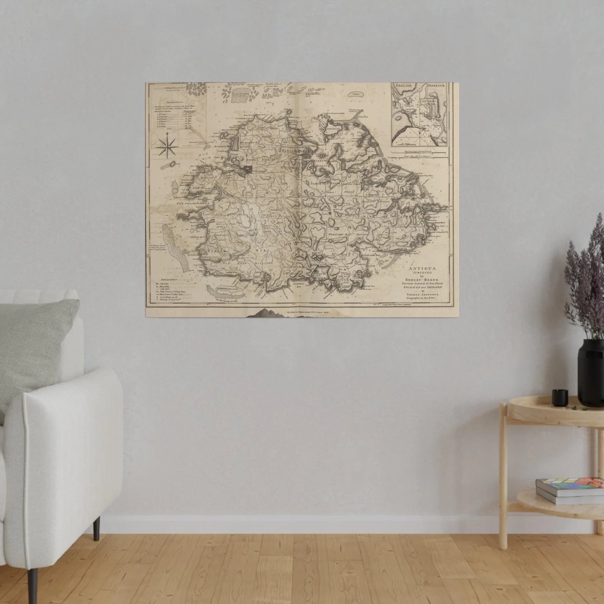 Close-up of Antigua canvas fabric displaying textured surface and subtle color variations from a top-down angle