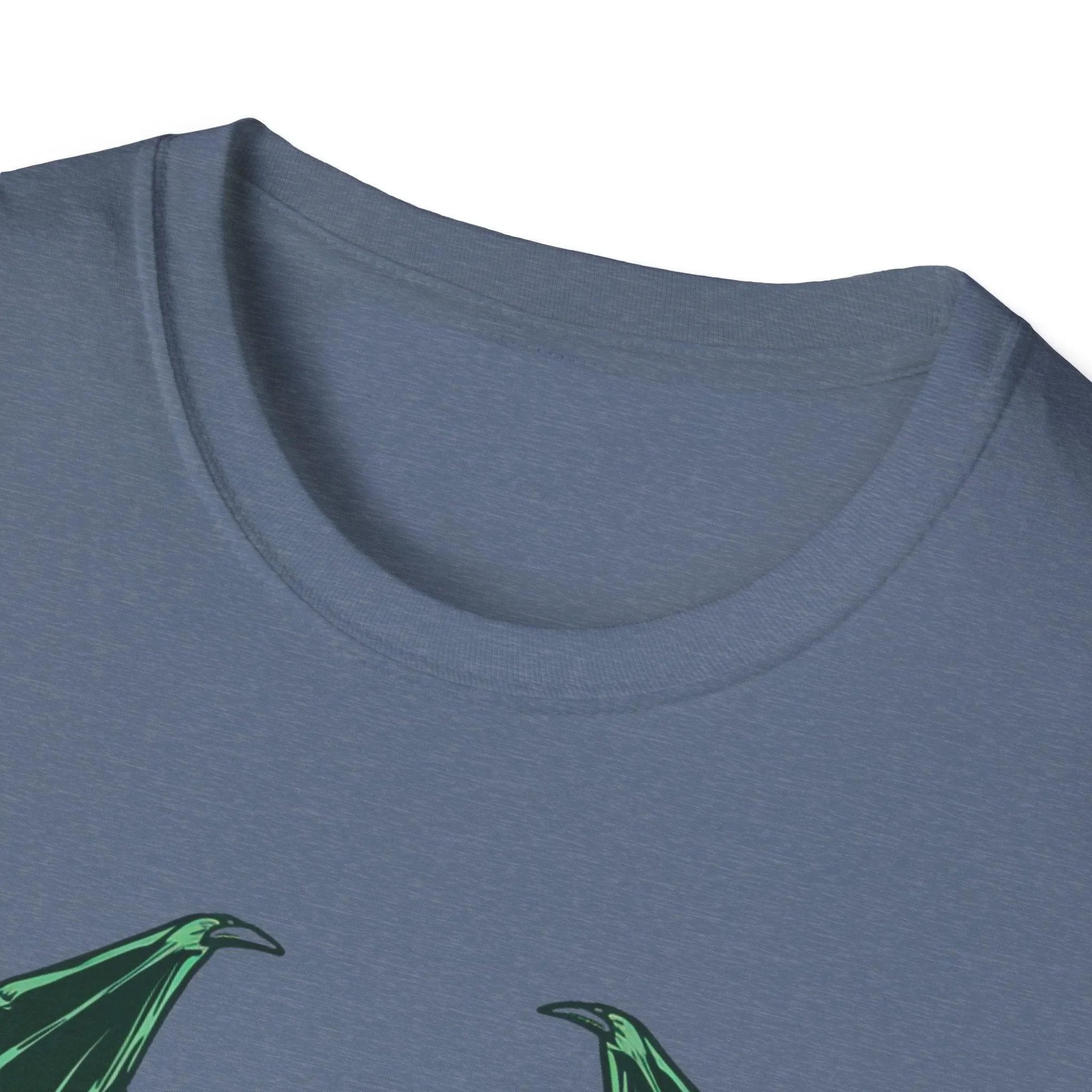 Close-up of the soft, heathered teal fabric displaying subtle Cthulhu-embossed pattern near the sleeve hem